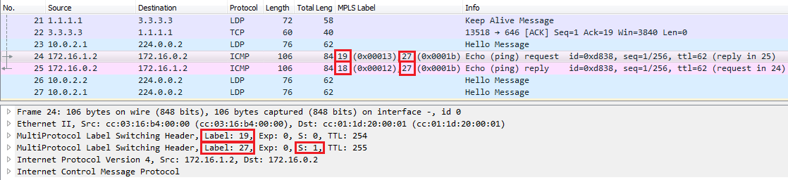 Wireshark packet capture between P3 and P1