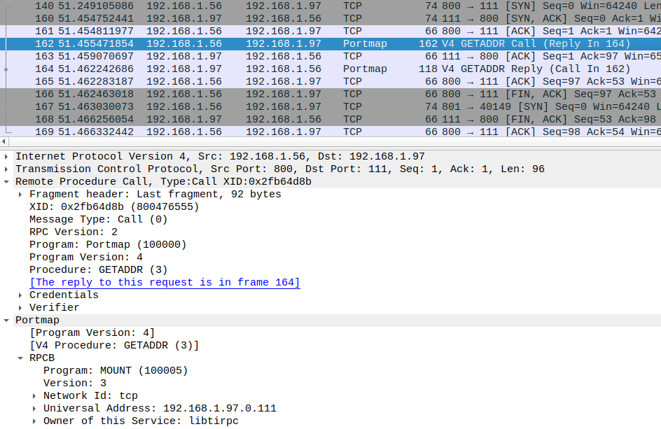 NFS uses RPC and Portmap