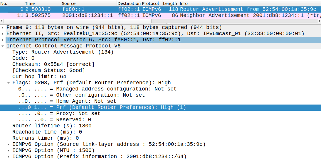 RA sent by the legitimate router with 'high' preference, the switch will drop these RA messages