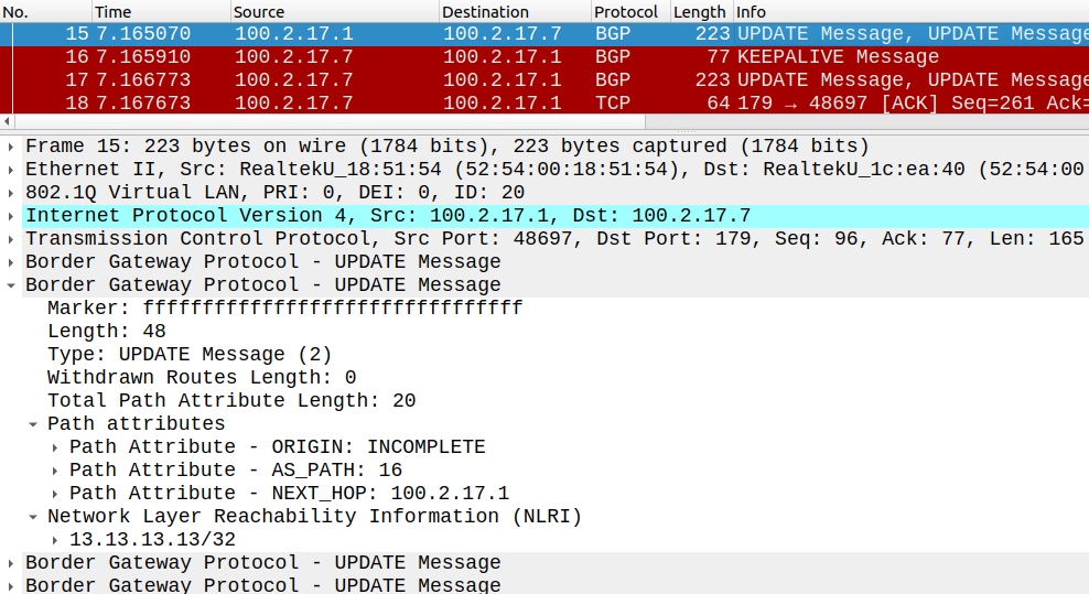 IPv4 unicast BGP Update Option A