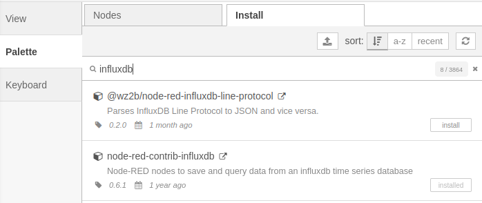 Install node-red-contrib-influxdb for InfluxDB nodes