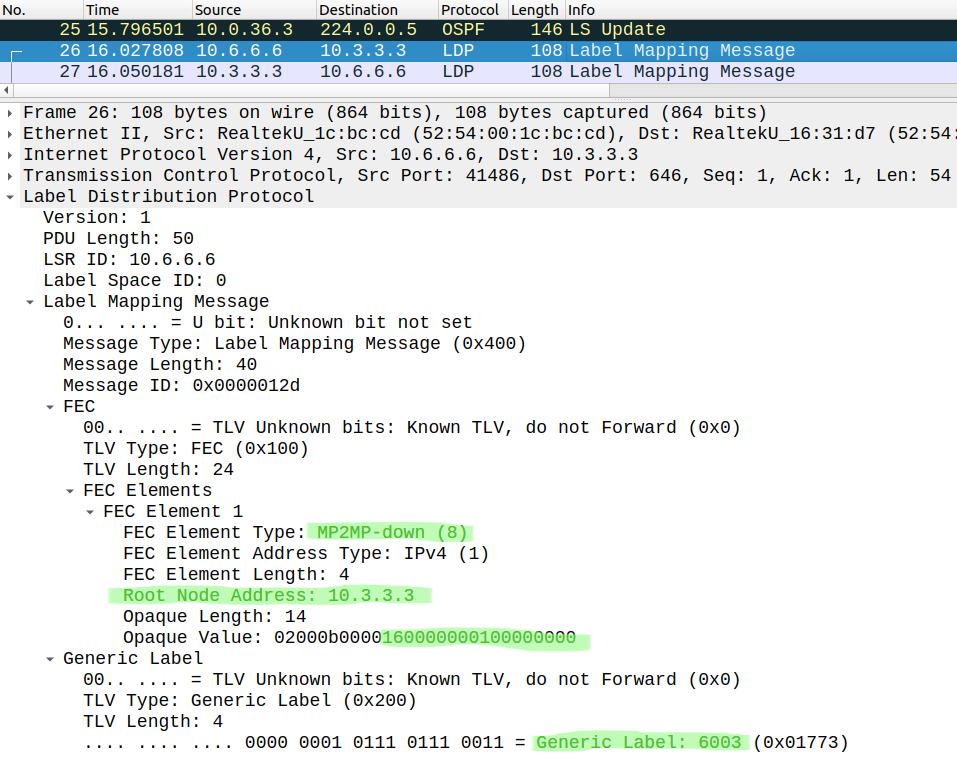 mLDP Label Mapping message