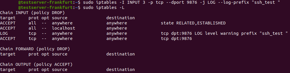 Iptables insert rule