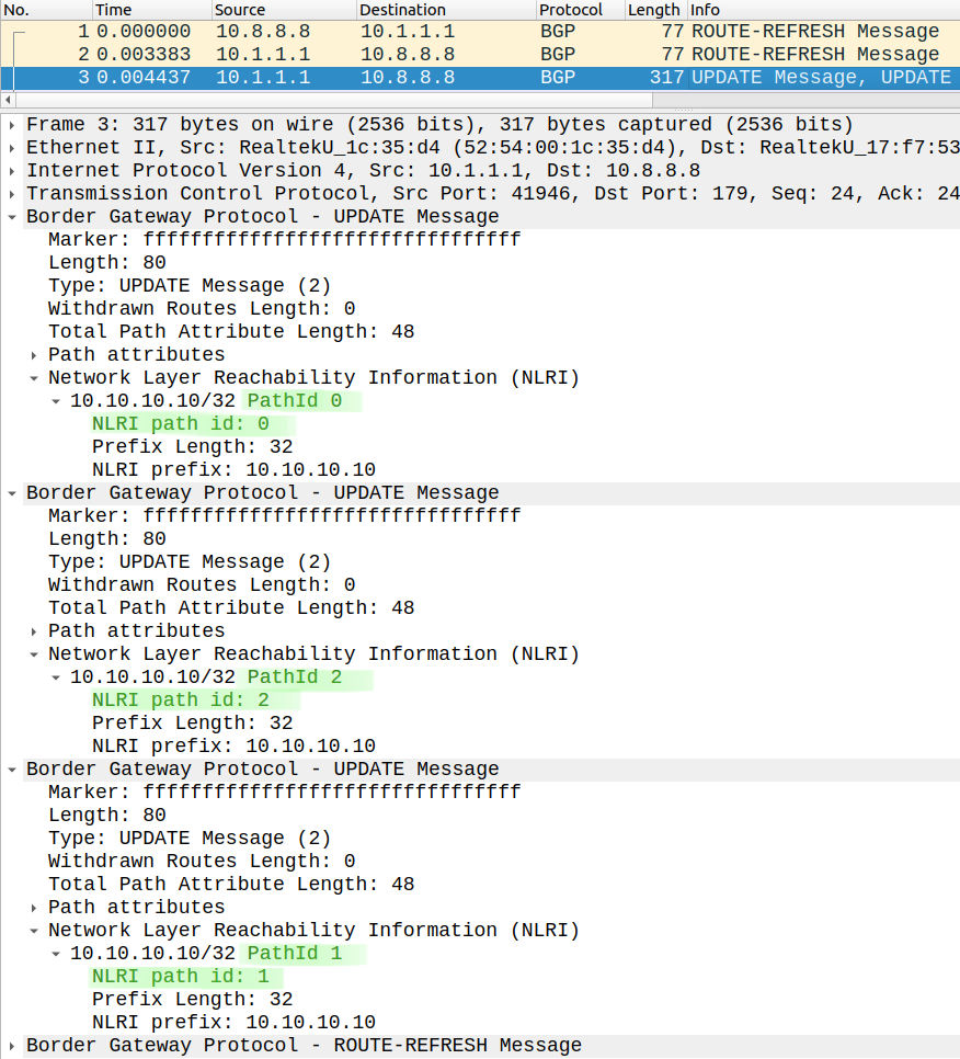 BGP Update with path-ID