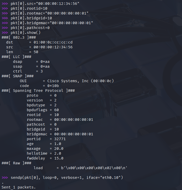 Creating superior BPDU for VLAN 10
