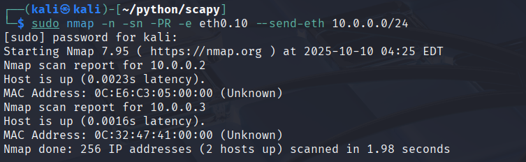 nmap ARP scan