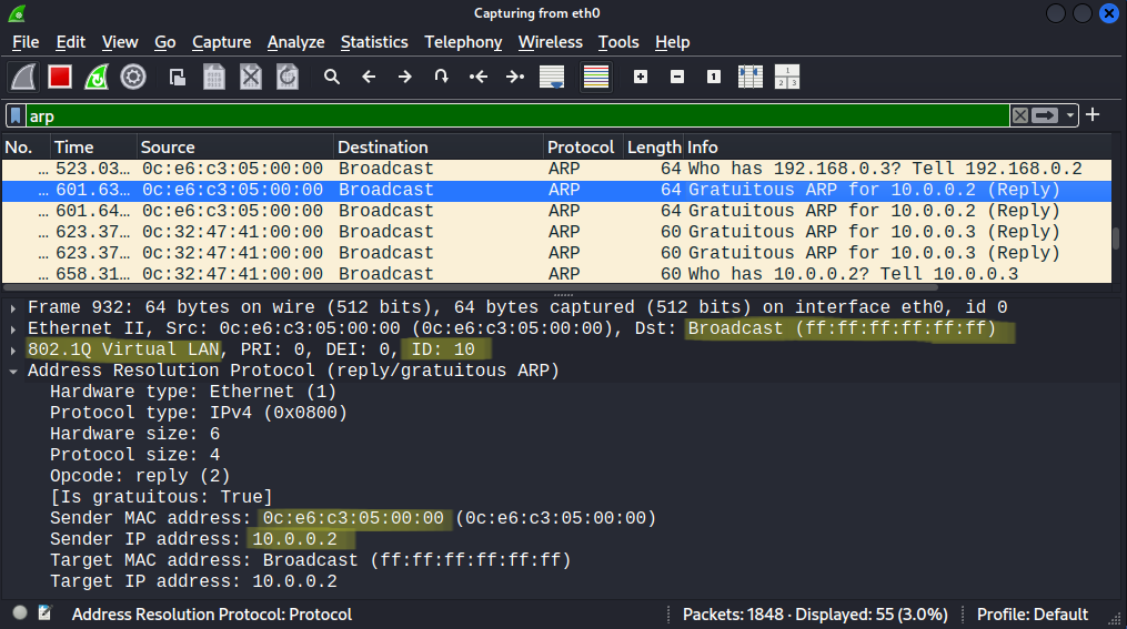 Receiving tagged broadcast frames