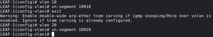 VLAN config on the leaf switches