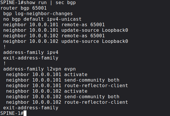 BGP EVPN SPINE-1