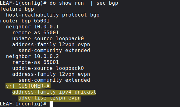 BGP VRF config