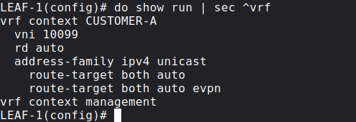 VRF definition on VTEPs