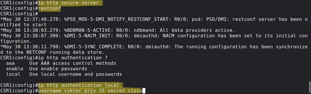 Enabling RESTCONF on IOS-XE