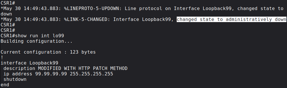 CLI PATCH shutdown