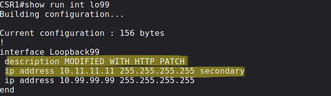 PATCH secondary IP address