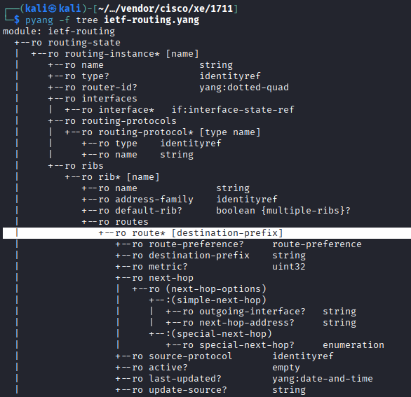 ietf-route YANG model