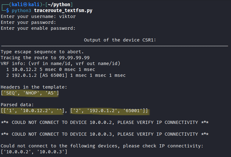 traceroute textfsm