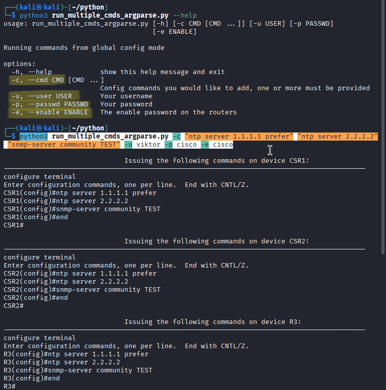 Argparse Netmiko